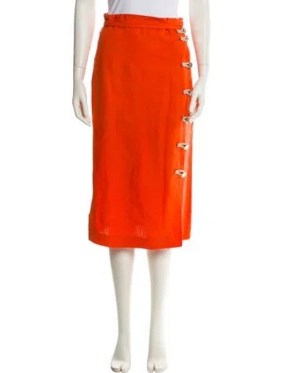 Pre-owned Altuzarra Linen Midi Length Skirt In Orange