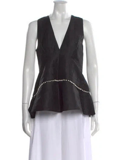 Pre-owned Altuzarra Linen V-neck Blouse In Black