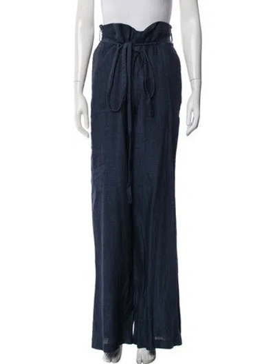 Pre-owned Altuzarra Linen Wide Leg Pants In Blue