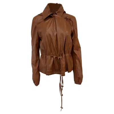 Altuzarra Livila Hooded Jacket In Brown Leather