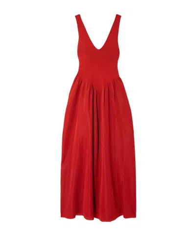Altuzarra Lollie Gathered Stretch-knit Maxi Dress In Red