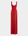 Altuzarra Lollie Plunging Drop-waist Maxi Dress In Red