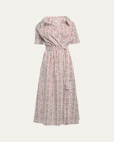 Altuzarra Lydia Abstract-print Waist-tie Midi Shirtdress In Multi