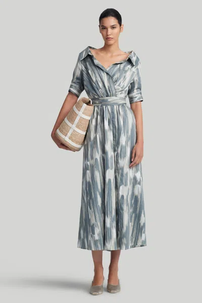 Altuzarra Lydia Printed Open Neck Midi Dress In Platinum Grey