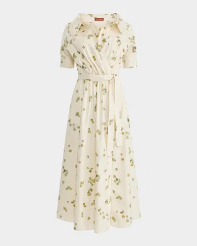 Altuzarra Lydia Floral-print Waist-tie Midi Dress In 416102 Ivory