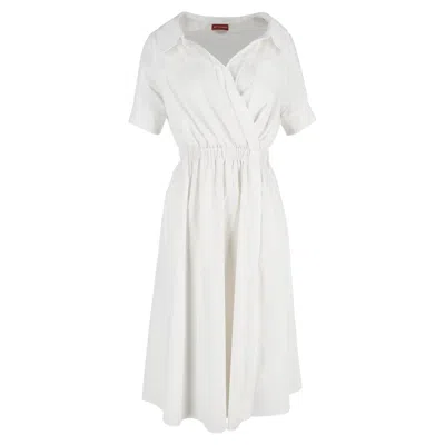 Altuzarra Lydia Gathered Poplin Midi Shirt Dress In White Cotton