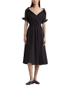 Altuzarra Lydia Short-sleeve Midi Wrap Shirtdress In Black