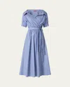 Altuzarra Lydia Stripe Poplin Midi Wrap Dress In Tidal Blue Stripe