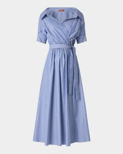 ALTUZARRA LYDIA STRIPE POPLIN MIDI WRAP DRESS