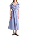 Altuzarra Lydia Stripe Poplin Midi Wrap Dress In Tidal Blue Stripe