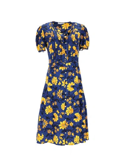 Pre-owned Altuzarra Madelena Printed Midi Dress In Blue