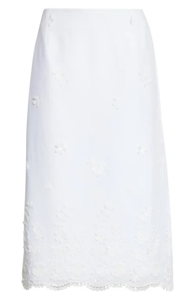 Altuzarra Malik Floral Appliqué Midi Skirt In White