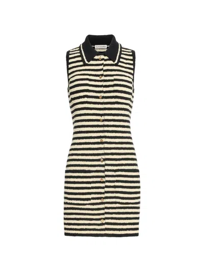 Altuzarra Mamie Striped Knit Button-front Mini Polo Dress In Blue