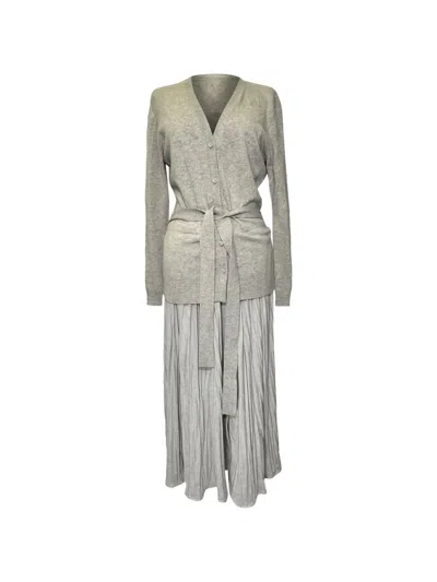 Pre-owned Altuzarra Manuel Belted Midi Dress In Grey