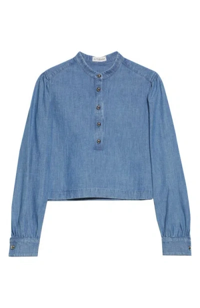 Altuzarra Margot Crop Chambray Top In Blue