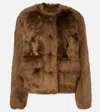 Altuzarra Maury Lamb Shearling Collarless Coat In Brown