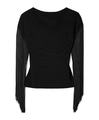 Altuzarra May Fringed Stretch-knit Top In Black