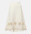 Altuzarra Melly Embroidered Knit Midi Skirt In Weiss