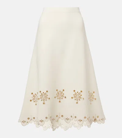 ALTUZARRA MELLY SCALLOPED CRÊPE MIDI SKIRT
