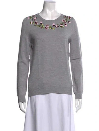 Pre-owned Altuzarra Merino Wool Floral Print Sweater In Gray