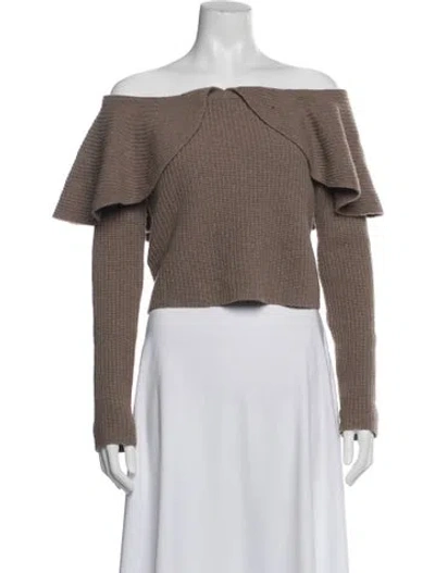 Pre-owned Altuzarra Merino Wool Off-the-shoulder Sweater In Brown