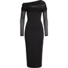 Altuzarra Meyer Draped One-shoulder Long Sleeve Midi Dress In Black