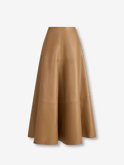 Altuzarra Midi Leather Skirt In Brown