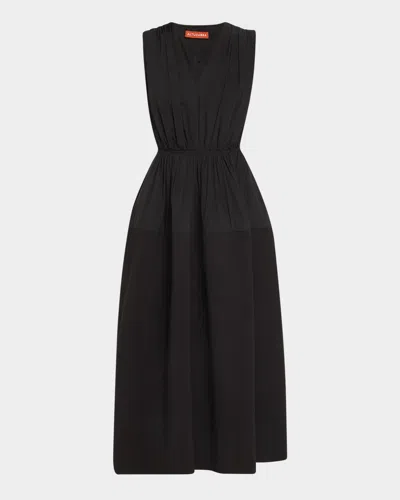 ALTUZARRA MIKA GATHERED SLEEVELESS MIDI DRESS