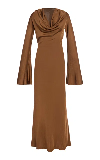 Altuzarra Milda Draped Jersey Maxi Dress In Tan