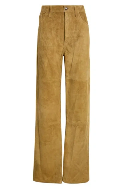 Altuzarra Mills High Waist Suede Pants In Brown