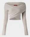 Altuzarra Mimi Off-shoulder Wrap Wool Cashmere Sweater In Ivory