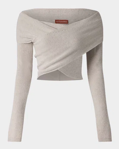 Altuzarra Mimi Off-shoulder Wrap Wool Cashmere Sweater In Ivory