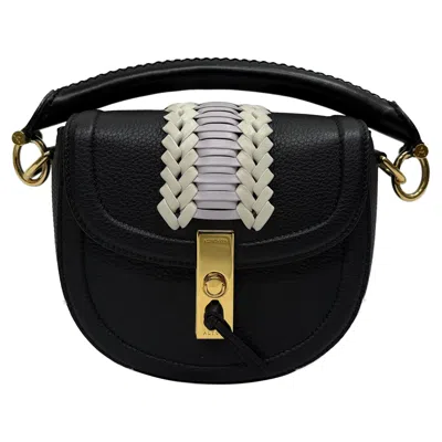 Altuzarra Mini Ghianda Embroidered Top Handle Bag In Black Leather In Red