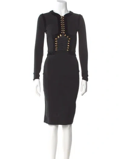 Pre-owned Altuzarra Mock Neck Knee-length Dress In Black