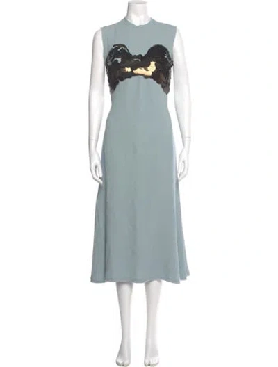 Pre-owned Altuzarra Mock Neck Long Dress In Blue