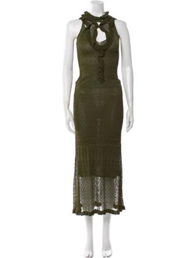 Pre-owned Altuzarra Mock Neck Long Dress In Green