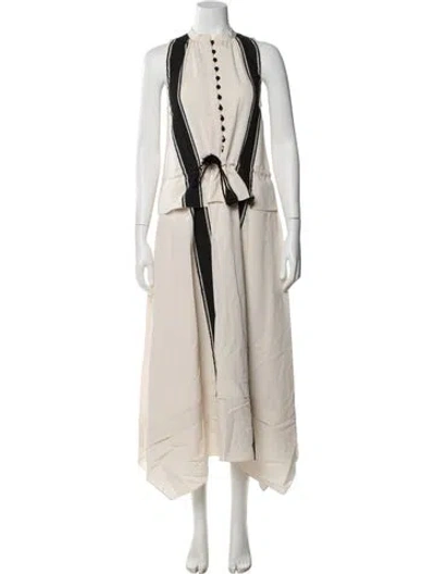 Pre-owned Altuzarra Mock Neck Long Dress In Neutral