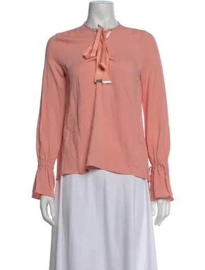 Pre-owned Altuzarra Mock Neck Long Sleeve Blouse In Pink