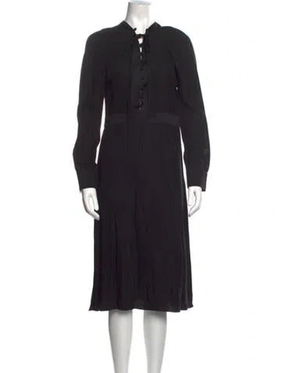 Pre-owned Altuzarra Mock Neck Midi Length Dress In Black