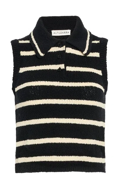 Altuzarra Elmer Striped Knit Sleeveless Polo Top In Multi
