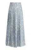 Altuzarra Monti Pleated Crepe Maxi Skirt In Blue