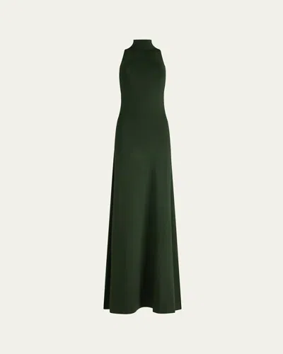 Altuzarra Neddie Turtleneck Metallic Knit Maxi Dress In Dark Forest