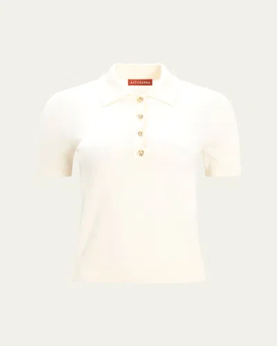 Altuzarra Nemo Polo Short-sleeve Wool Sweater In White