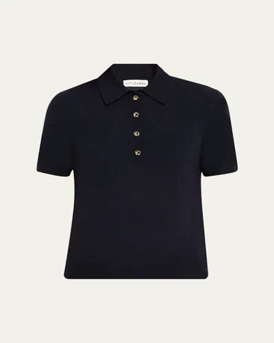 Altuzarra Nemo Short-sleeve Polo Sweater In Black