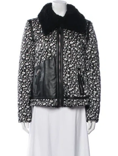 Pre-owned Altuzarra Nylon Floral Print Biker Jacket In Black