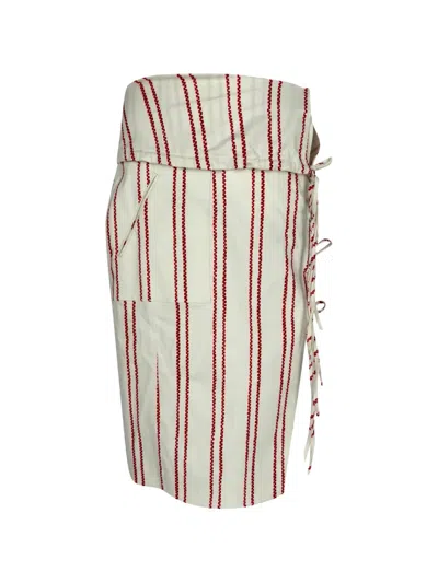 Pre-owned Altuzarra Obi Lace-up Skirt In White
