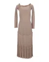 Shop Altuzarra Off-shoulder Pleated Knit Dress In Beige Viscose In White