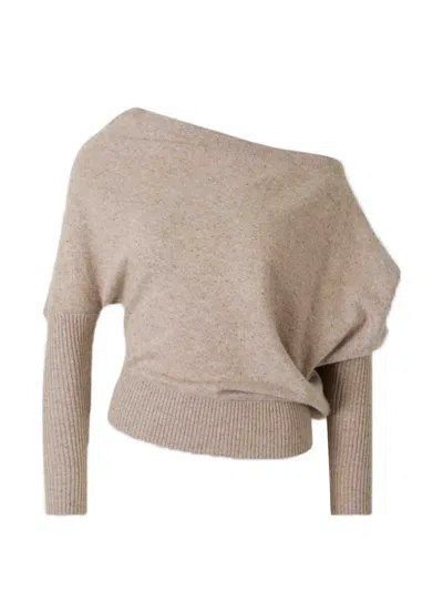 Altuzarra Off-shoulder Draped Sweater In Neutrals