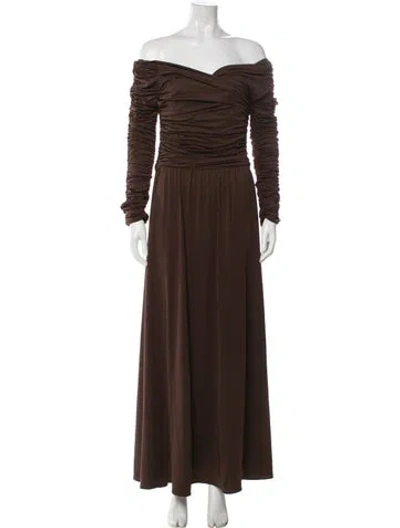 Pre-owned Altuzarra Off-the-shoulder Long Dress In Brown