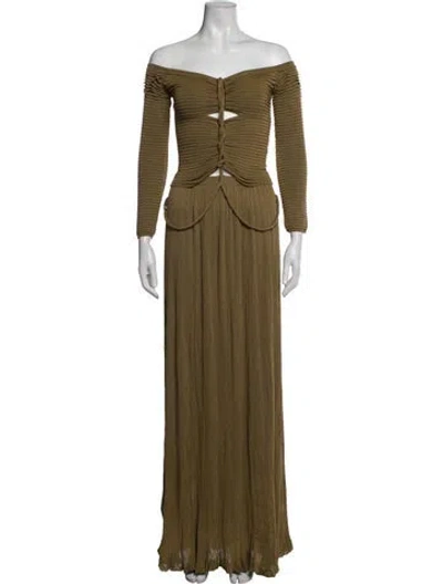 Pre-owned Altuzarra Off-the-shoulder Long Dress In Neutrals